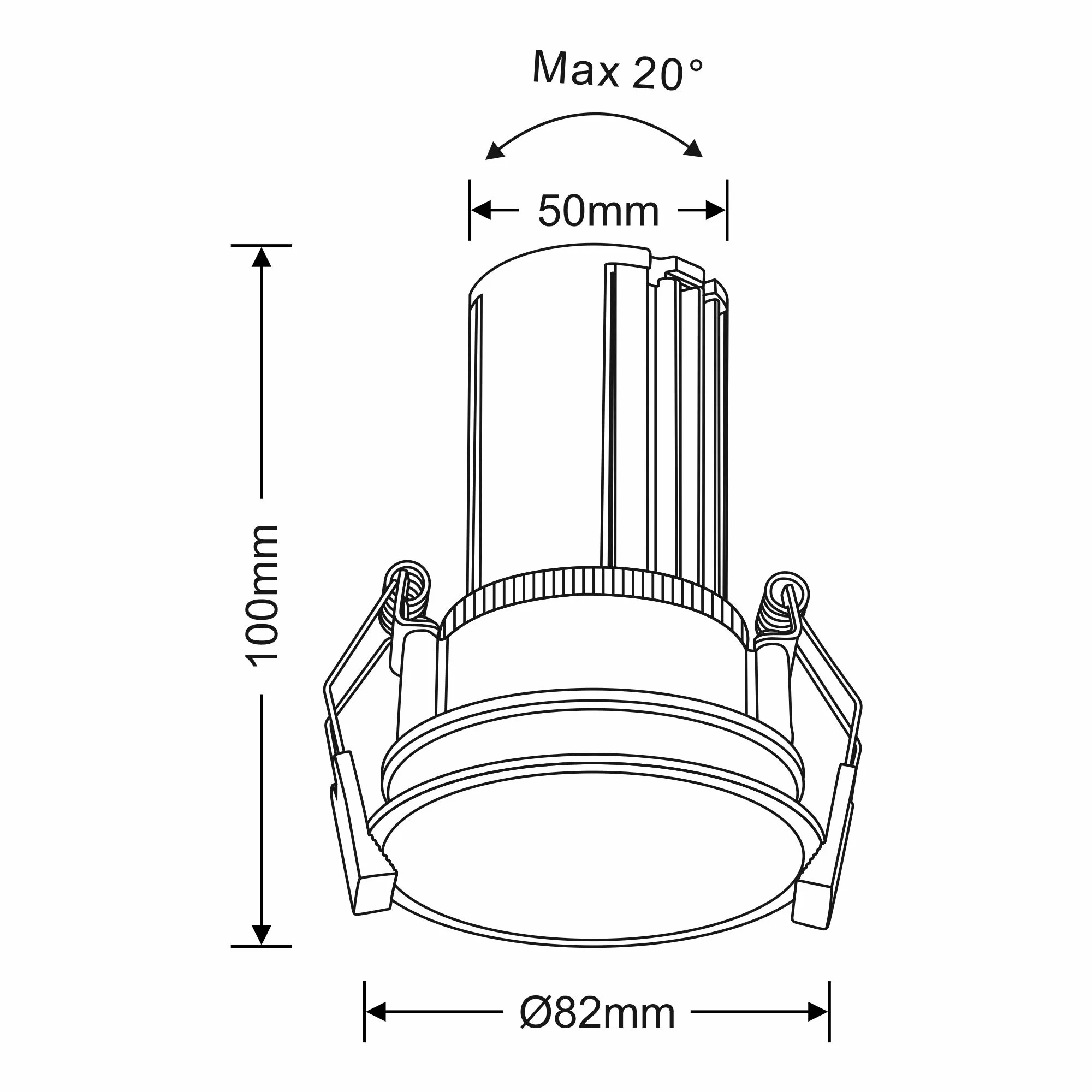 Bania A 12 Powered by Tridonic  12W 2700K 1200lm 24° CRI>90 LED Engine; 350mA Black Adjustable Recessed Spotlight; IP20 DM201739  Dlux Bania A 12